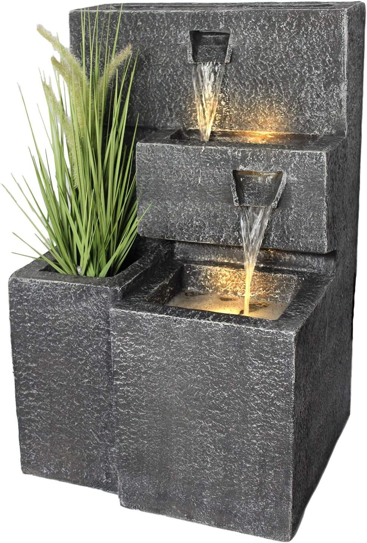 Fontaine Grada : éclairage LED et cascade pour jardin