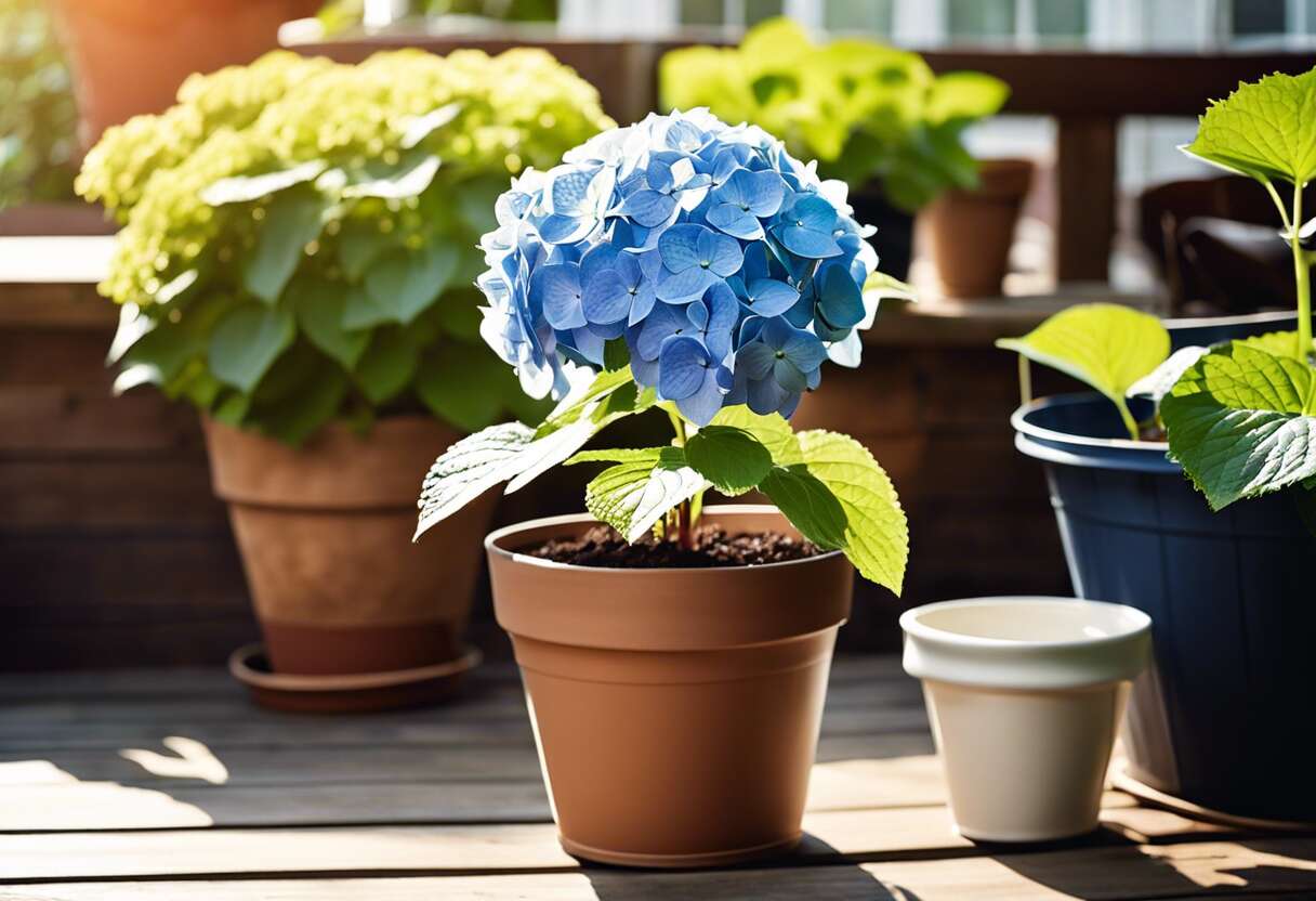 Choix du pot et du substrat adaptés à votre hortensia