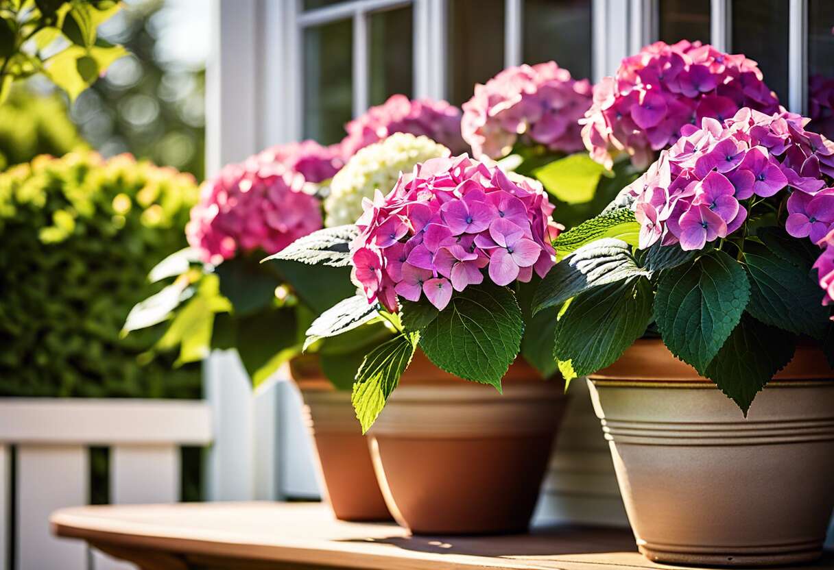 Emplacement idéal et conditions de lumière pour les hortensias en conteneur