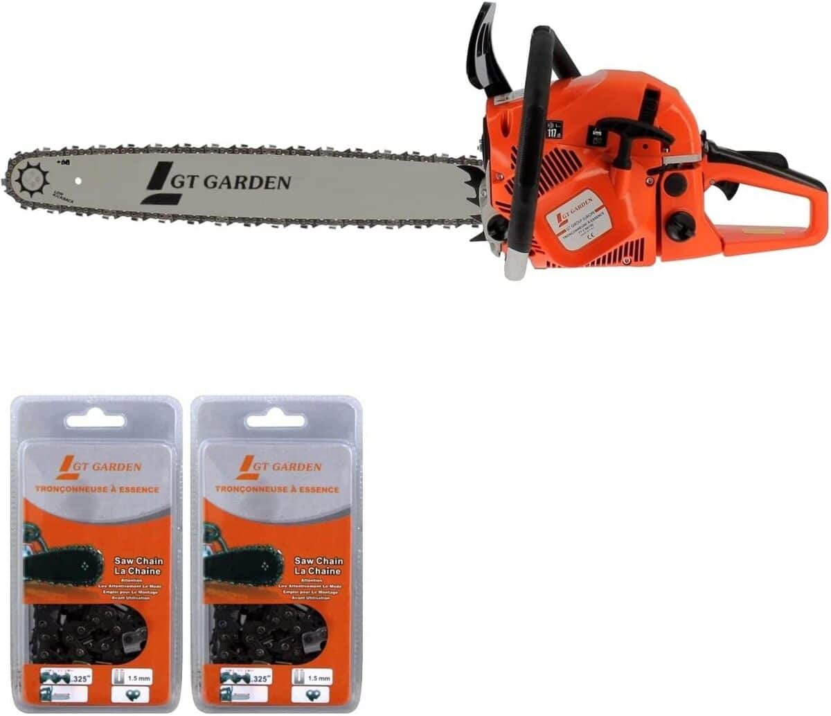 Test de la tronçonneuse thermique GT Garden 62 cm3 : puissance et efficacité