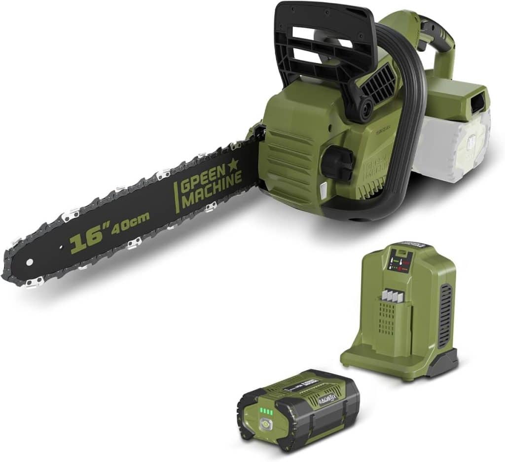 Test : tronçonneuse Green Machine 62 V avec batterie et chaîne Oregon