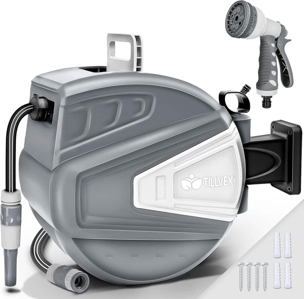 Test : enrouleur de tuyau tillvex 30+2m pivotant 180°