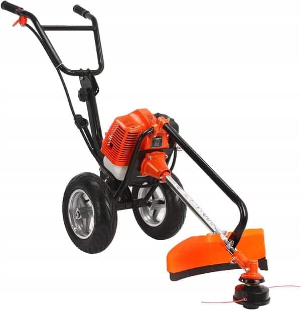 Débroussailleuse tondeuse à gazon à roues DEMON | Moteur 2 temps | Refroidissement par air | 1,9 ch | Vitesse de rotation Max 9500 tr/min | Plage de coupe de fil 42 cm