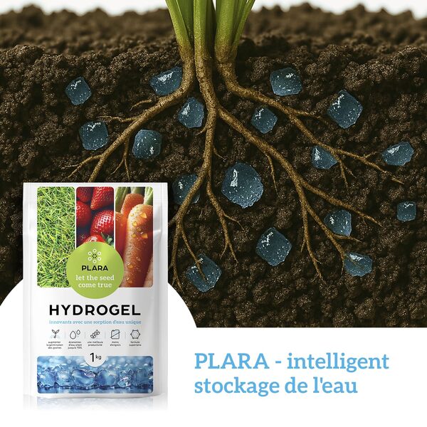 Plara Hydrogel de Rétention d'Eau 10KG | Contrôle de l'Humidité pour le Sol | Eau Gélifiée Plante Non Toxiques et Écologiques | Eau Solide pour Plante pour Libération Lente