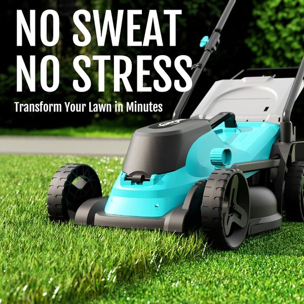 YARDCARE Tondeuse à Gazon sans Fil avec Batterie et Chargeur, Moteur sans Balais, Largeur de Coupe de 34 cm, Affichage LED