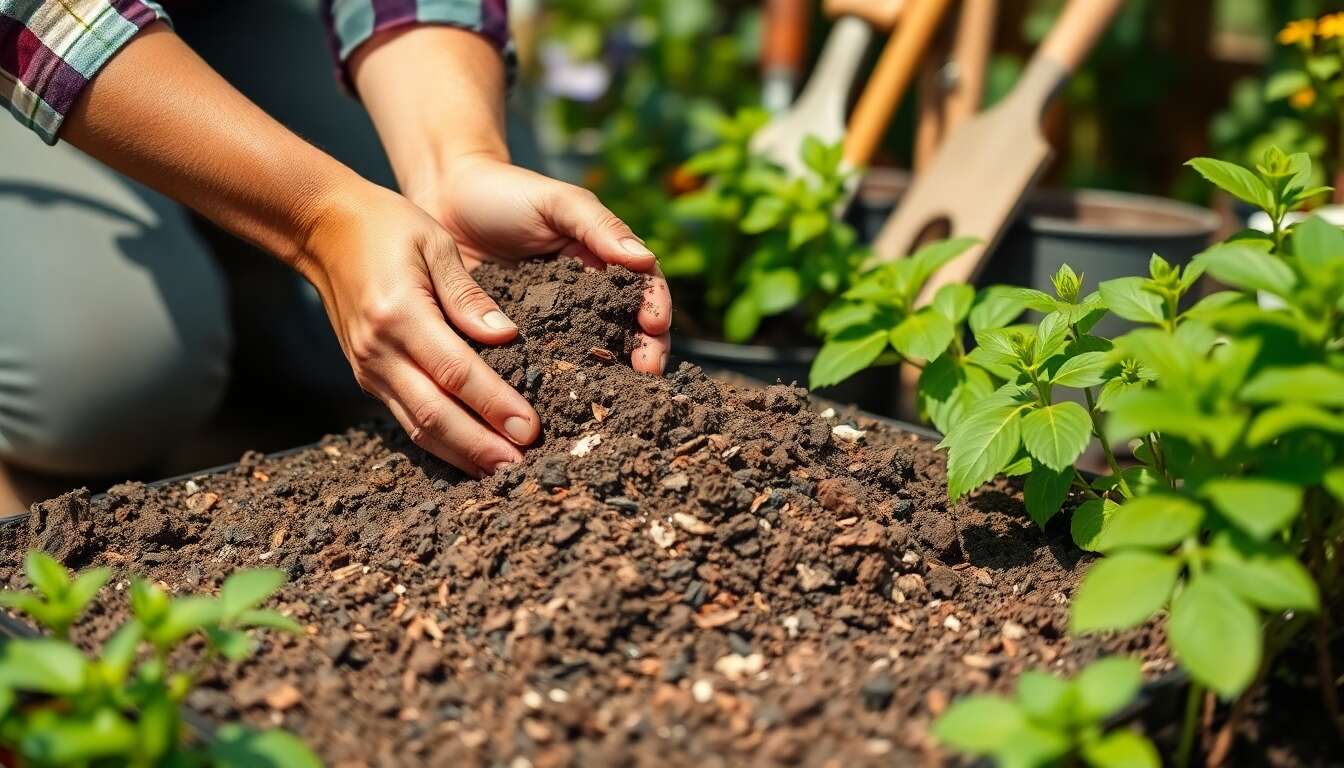 Pr&eacute;paration du m&eacute;lange de terreau pour la bouture