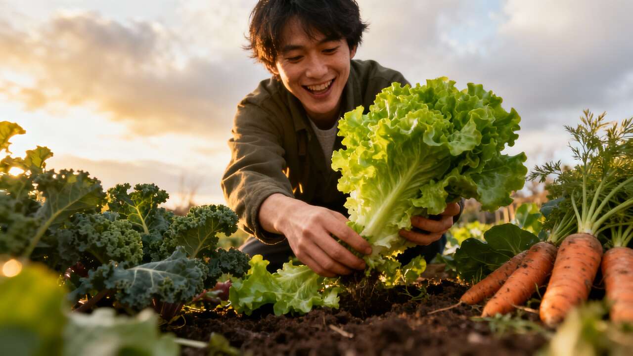 Récolter de la salade en hiver grâce à la permaculture