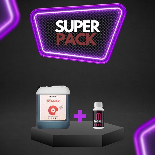 Growmania Top Max de BioBizz 10 l + Probe Boost Up de Up Nutrients + verre doseur | Engrais de floraison pour l'agriculture à grande échelle | Renforce la floraison et la fructification