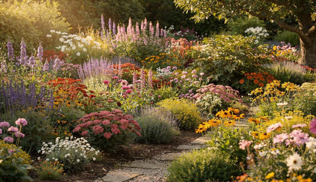 Vivaces éclatantes : floraison prolongée au soleil et mi-ombre