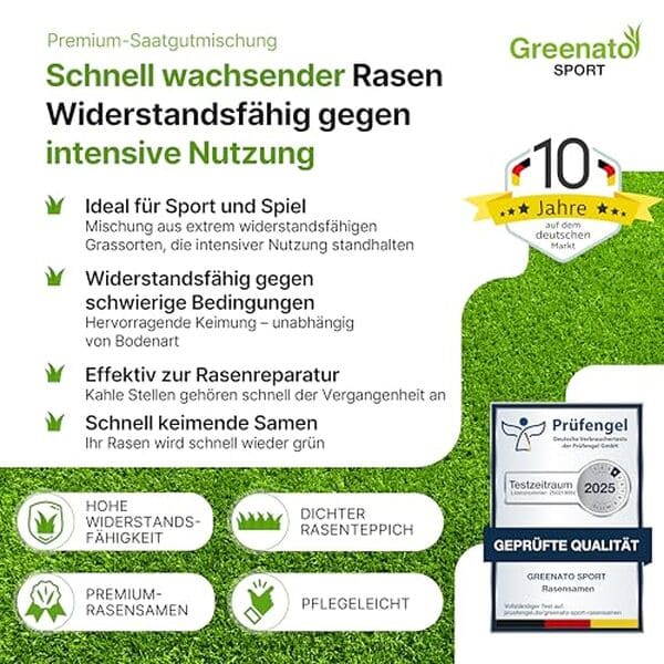 Découvrez notre test des graines de gazon Greenato Sport 30 kg pour un gazon résistant idéal pour terrains de sport et jardins actifs.