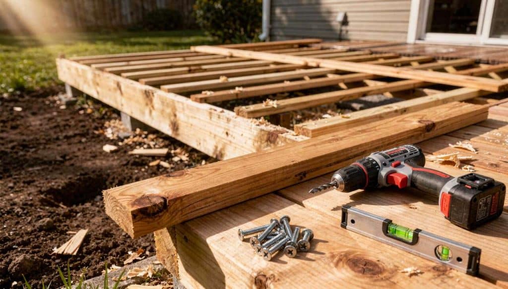 Terrasse en bois : installation sur plots et lambourdes