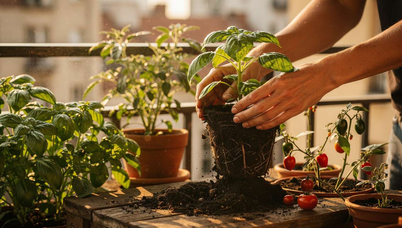 Guide pratique : rempoter tomates, basilic et piment