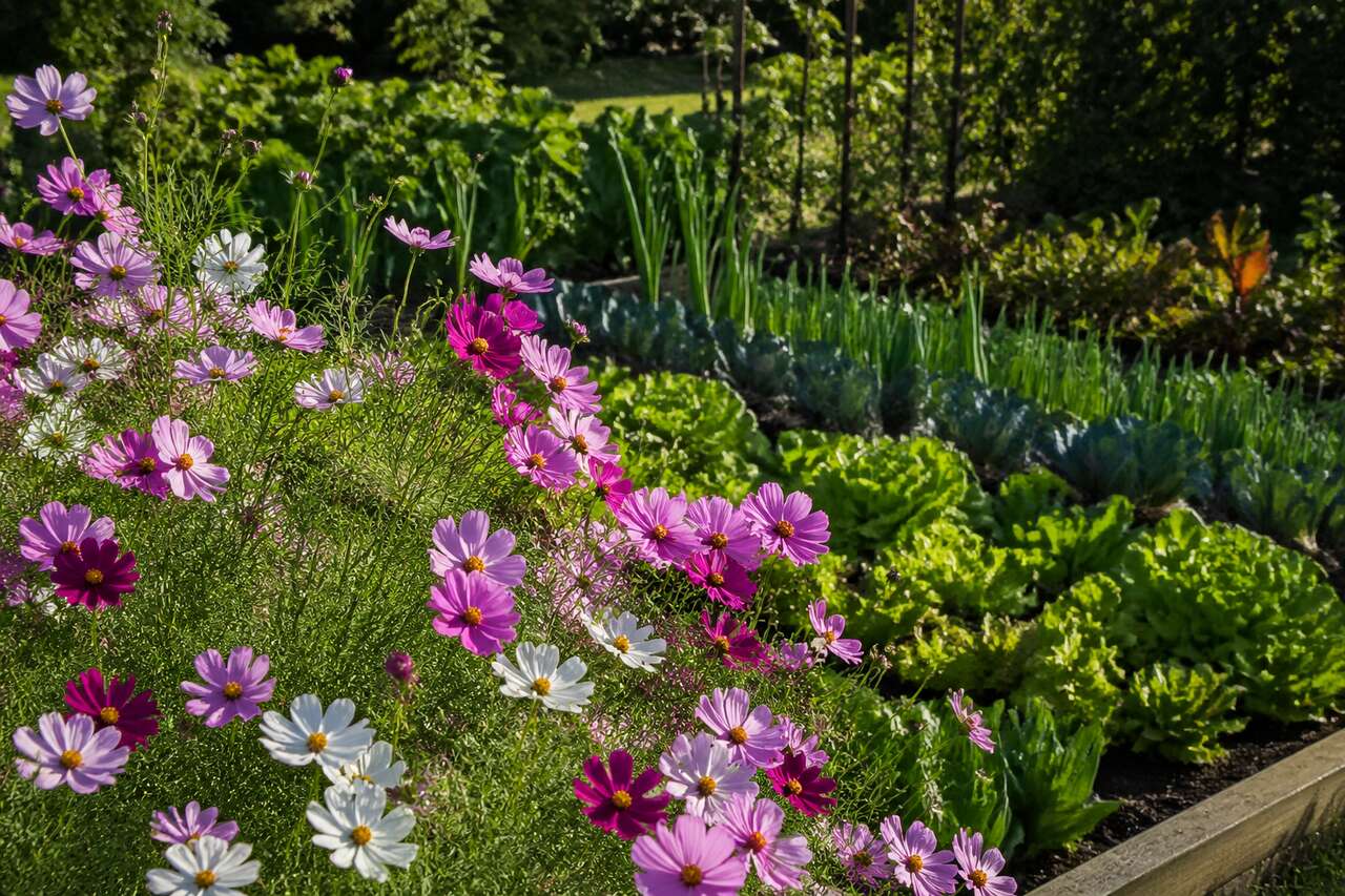 Cosmos et soucis : esthétisme et utilité au potager
