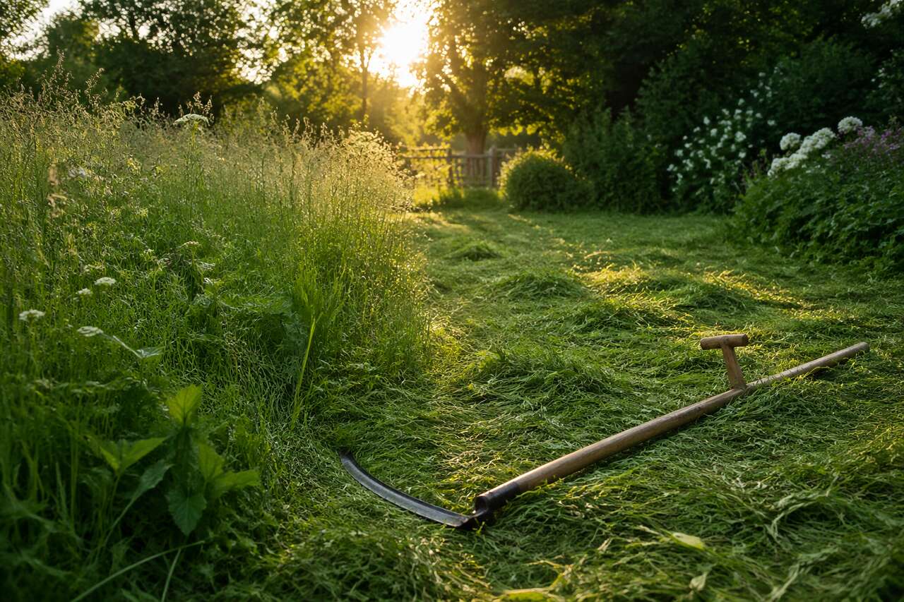 Faux : astuces pour faucher sans effort et déblayer les herbes tenaces
