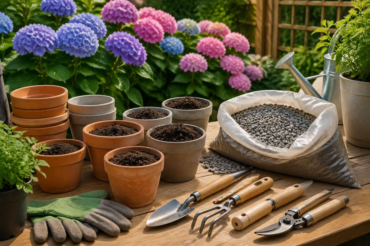 Préparation du matériel : terreau, pots et graviers indispensables